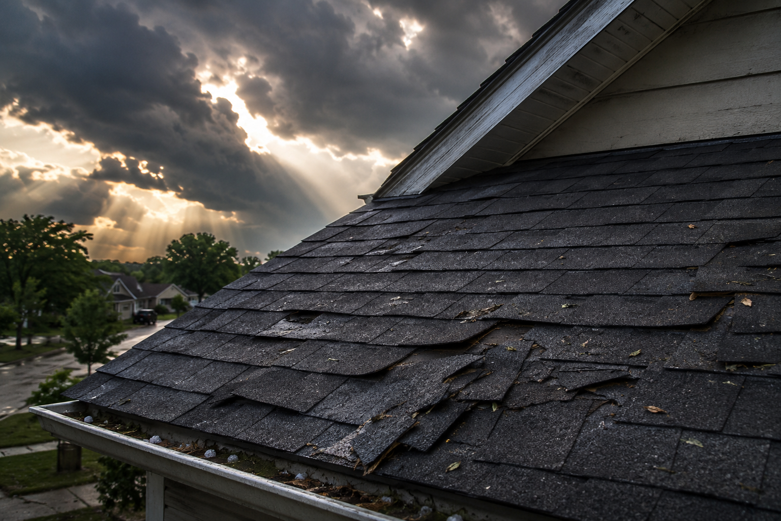 Centerville Roofers repairing a wind damaged roof in Centerville, Utah